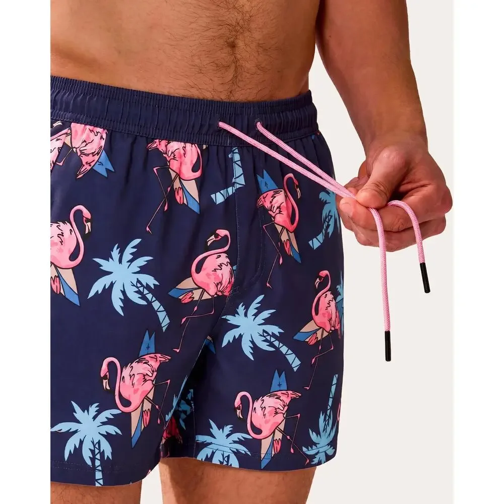 NWT Maamgic BioBloom Flamingo Swim Trunks 2-in-1 Navy Pink Men XL